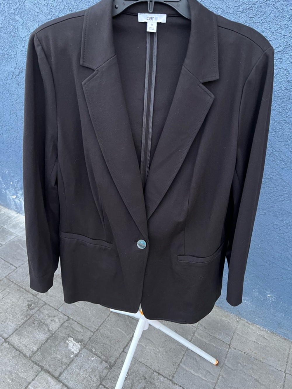 Bar III Black Single-Button Tailored Blazer with Notch Lapels